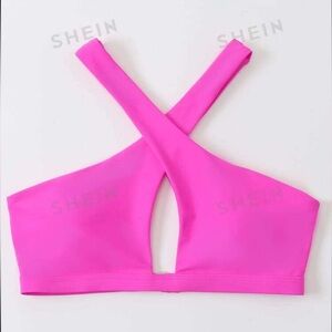 NWT Neon Pink bikini top rave size Large